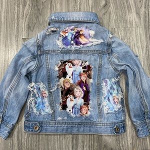 Distressed frozen jean jacket